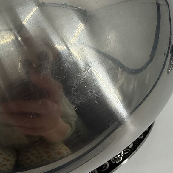 Oneida Custom 18/8 Stainless Ice Bucket MCM Ornate Floral Trim with Black Inlay - Picture 13 of 14